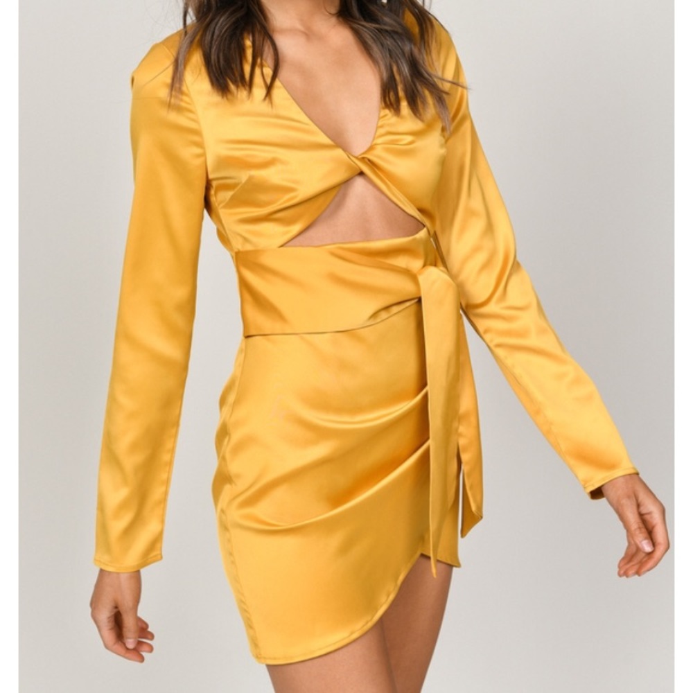 SO UNREAL MARIGOLD SATIN BODYCON DRESS